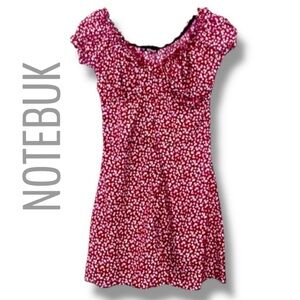 NOTEBUK Cranberry💗Navy and white Floral Scoop Neck Empire Waist Dress SZ SM NWT